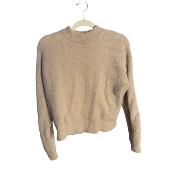 BAILEY 44 Fuzzy Beige Tan Mock Neck Pullover Sweater Long Sleeve Sz M - Picture 7 of 8
